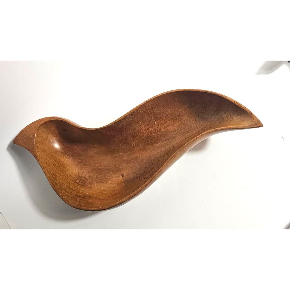 Large vintage hand-carved bowl in genuine Taverneau Haitian hardwood 1960s
